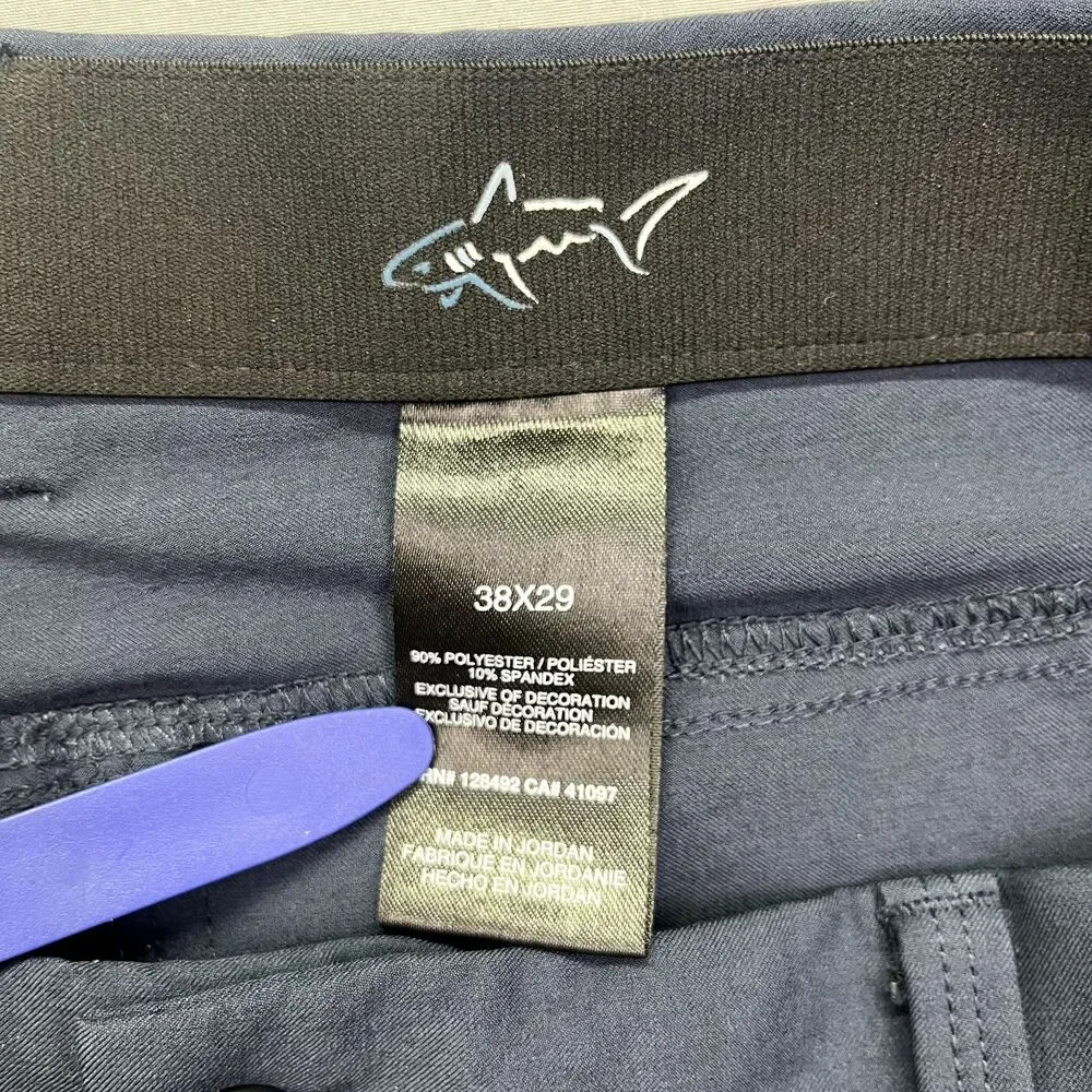 Greg Norman Pants‎ Mens Size 39x29 Blue Jordan Trouser Mid Rise Golf Shark Navy